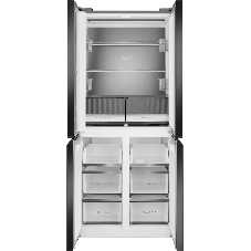 Холодильник Weissgauff WCD 450 Bru Steel Glass NoFrost Inverter матовая сталь трехкамерный 287/163л морозилка снизу, No Frost, Side by Side