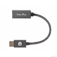 Кабель-переходник DP --> HDMI-F 0.2m, серый металлик, оплетка, 4K@60Hz, Telecom (TA560)