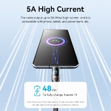 Кабель Vention USB 2.0 CM/CM с LED дисплеем - 1.2м. черный 5А PD100W, шт.