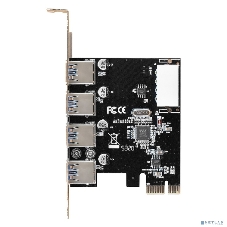 Контроллер ExeGate EXE-314 v2.0 (PCI-E x1 v2.0, 4хUSB 3.0 ext., разъем доп.питания Molex, VIA Labs Chipset VL805)