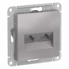 Алюминий Розетка двойная компьютерная RJ45+RJ45, кат.5E, механизм Schneider Electric