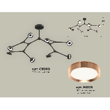 Светильник Ambrella light XB9060153/8 SBK/PPG черный песок/золото розовое полированное GX53 (C9060, N8126)