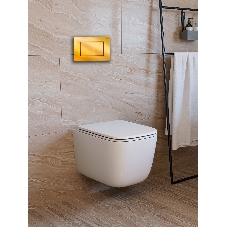 Инсталляция с унитазом комплект BAU NEO 6 в 1: унитаз подвесной безободковый торнадо Bau Dream 51х35, быстросъемное сиденье микролифт, кнопка смыва BAU Stil, золото