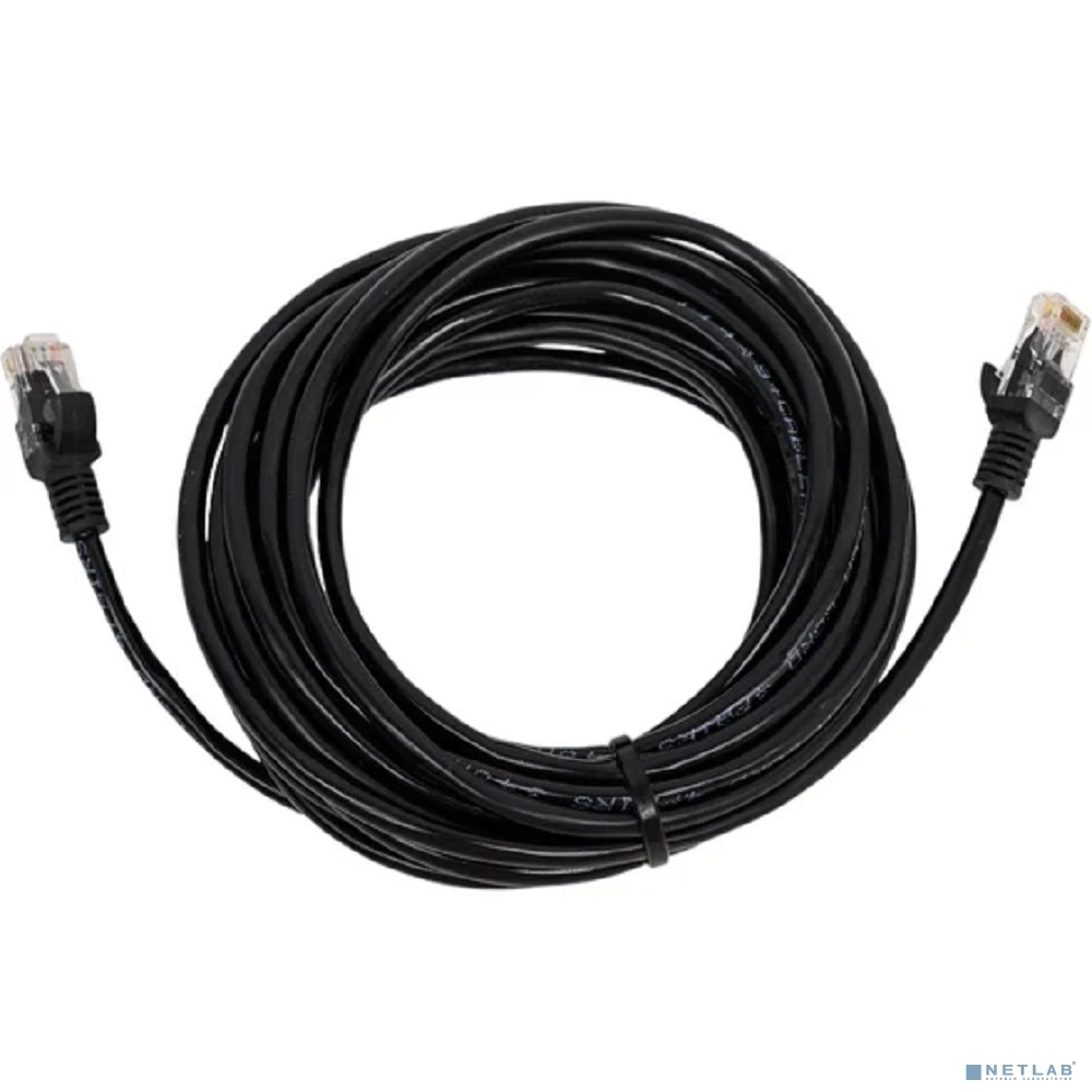 Патч-корд медный UTP Cablexpert PP10-5M/BK cat.5e, 5м, литой, многожильный, черный