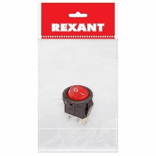 Выключатель клавишный Rexant круглый 250V 3А (3с) ON-OFF красный с подсветкой Micro (RWB-106, SC-214) Индивидуальная упаковка 1 шт