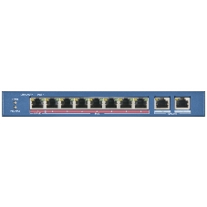 Коммутатор Hikvision DS-3E0310P-E/M, 8×100 Мбит/с PoE+ + 1×1 Гбит/с RJ45 + 1×1 Гбит/с Combo, неуправляемый