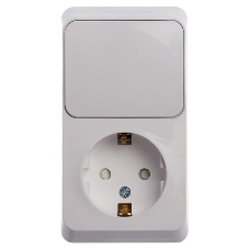 Блок Schneider-electric ЭТЮД О/У: Розетка с заземл. со шт. + Выключатель 1-клавиш., белый,
