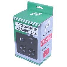 Бытовой удлинитель PowerCube, 2 р с/з вык.,3USB, 3500 Вт, 16А, 1.9 м, 3x1,0 черный квадрат PC-1B-2M
