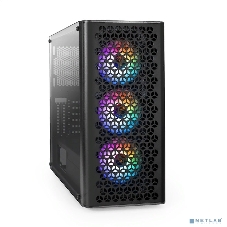 Компьютерный корпус Miditower ExeGate EVO-9202 (ATX, без БП, с окном, 1*USB+1*USB 3.0, аудио, 3 вент. 12см с RGb подсветкой)