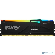 Оперативная память Kingston Fury Beast, DDR5, 8GB (1x8GB), 5600MHz, CL40, DIMM, с радиатором, RGB, черный