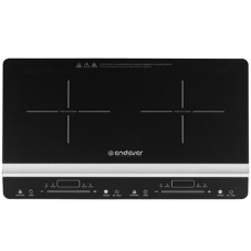 Плитка электрическая индукционного типа с двумя конфорками Endever Skyline IP-66, черный, мощность 1800 Вт+1300 Вт, диаметр посуды 12-26 см, 2 шт/уп