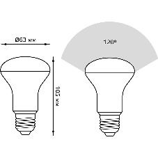 Лампа светодиодная Gauss 106002209LED Reflector R63 E27 9W 4100K