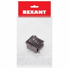 Выключатель клавишный Rexant 250V 15А (6с) ON-OFF-ON черный с нейтралью (RWB-508, SC-767) Индивидуальная упаковка 1 шт