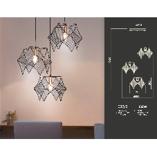 Светильник Ambrella light TR8427/3 BK/GD черный/золото E14/3 max 40W D510*1000