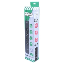 Бытовой удлинитель PowerCube, 4 р с/з вык.,3USB, 3500 Вт, 16А, 1.9 м, 3x1,0 черный PC-7B-2M