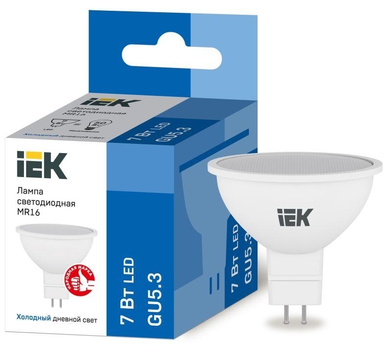 Лампа светодиодная IEK LLE-MR16-7-230-65-GU5 ECO MR16 софит 7Вт 230В 6500К GU5.3