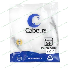 Шнур коммутационный Cabeus, Cat.5e, неэкр., U/UTP, RJ45/RJ45, LSZH, AWG24, 0.3м, серый
