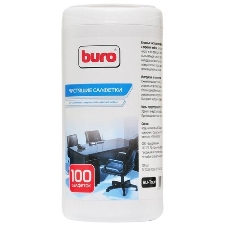 Салфетки Buro BU-Tsurl, 100 шт. для пластиковых поверхностей и офисной мебели туба 100шт влажных