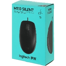 Мышь проводная Logitech M110 Silent черный, 1000 dpi, USB, кнопки - 3