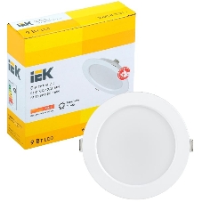 Светильник светодиодный Iek LDVO0-1612-09-3000-K01 ДВО 1612 белый круг 9Вт 3000К IP20 пластик. корпус, диам 118 мм