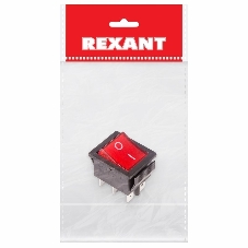 Выключатель клавишный Rexant 250V 15А (6с) ON-ON красный с подсветкой (RWB-506, SC-767)