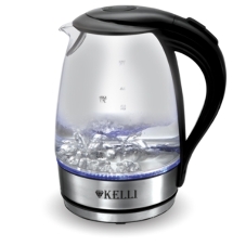 Чайник электрический Kelli KL-1462 стекло(Объем 1.7л. 1850-2200Вт. Термостойкое боросиликатное стекло, внутр. подсветка. Автомат. отключение Шкала уровня воды. Защита чайника от включения без воды. Поворот корпуса на 360°. Закрытый нагреват. элемент.)