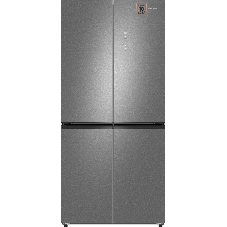 Холодильник Weissgauff WCD 450 Bru Steel Glass NoFrost Inverter матовая сталь трехкамерный 287/163л морозилка снизу, No Frost, Side by Side