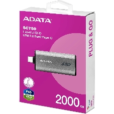Внешний SSD ADATA SC750, 2TB, USB 3.2 Gen 2 Type-C, R/W 1050/1000, черный