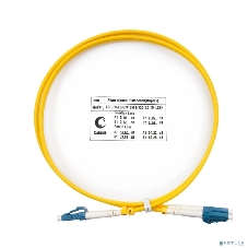 Комм. шнур оптический Cabeus Tight Buffer, Duplex LC/LC, OS2 9/125, LSZH, 1м, Ø 3мм, синий хвостовик, желтый