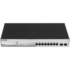 Коммутатор D-Link DGS-1210-10MP/FL2A, 8×1 Гбит/с PoE + 2×1 Гбит/с SFP, настраиваемый