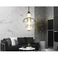 Подвесной светодиодный светильник Ambrella light LH11057 BK/SM черный/дымчатый 18W 3000K D230*350