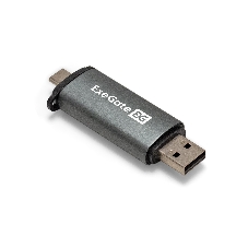 Кард-ридер ExeGate CR-201CA/серый/SDXC/SDHC/SD/microSDXC/microSDHC/microSD/USB Type-A/Type-C/алюминий