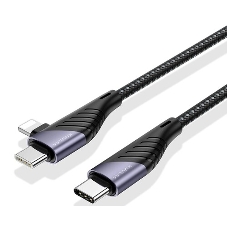 Дата-кабель KUULAA TypeC - TypeC, длина 1м, 100W/5A, PD, USB 3.1, 4К, оплетка из нейлона, черный