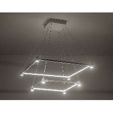Подвесной светодиодный светильник Ambrella light FL5595/2+8 WH белый 60W 3000K/4200K/6400K 600*600*1300 (без ПДУ)