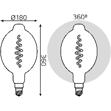 Лампа светодиодная филаментная Gauss Filament Vintage 8.5Вт цок.: E27 шар 220B 1800K св. свеч. белый теп. (упак.: 1 шт)