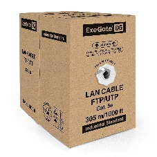 Кабель UTP 4 пары кат.5e Exegate медь, 305м pullbox, серый