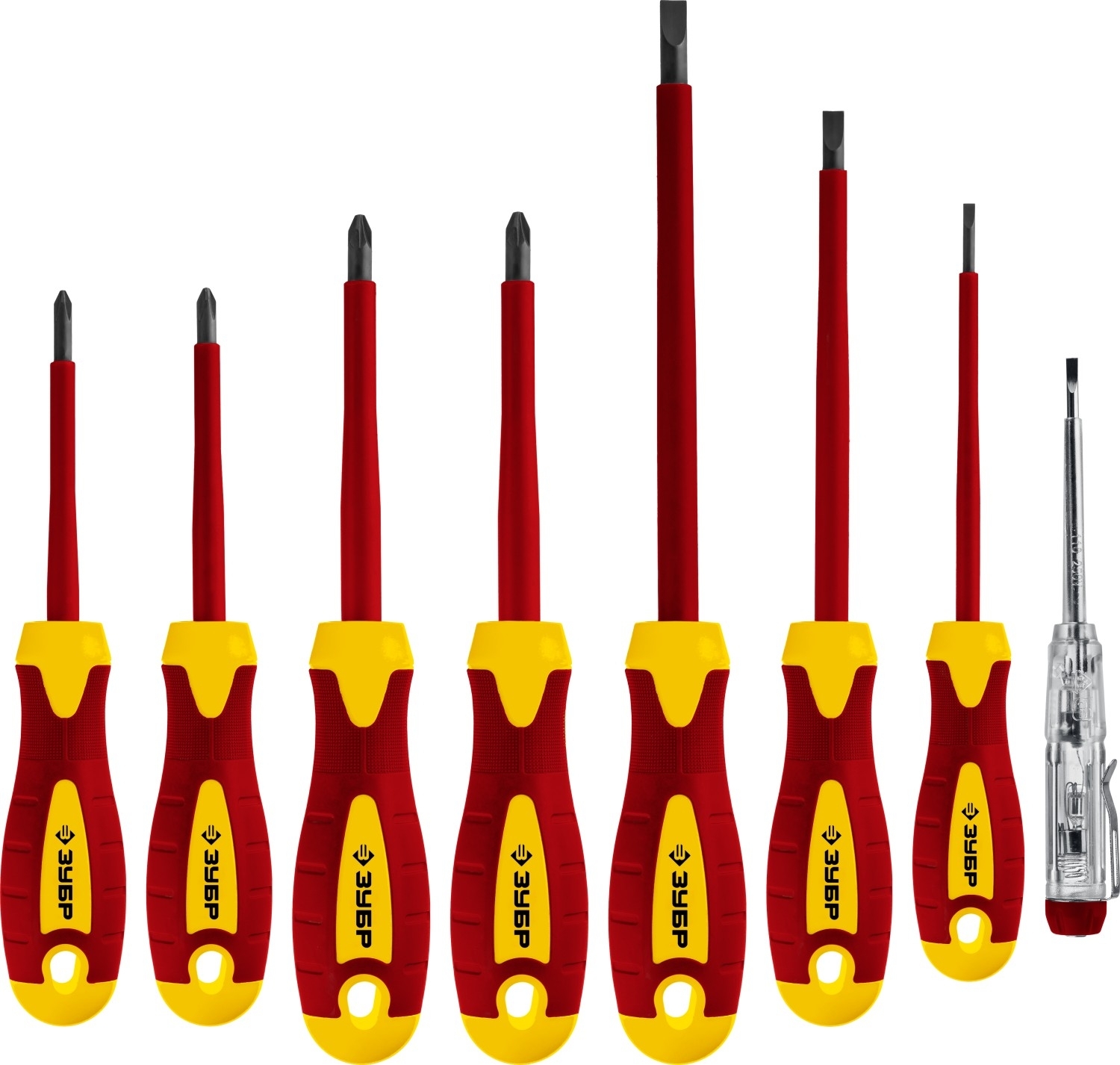 Набор: Отвертки SL 3, 5, 6 / PH 1, 2 / PZ 1, 2, тестер 100-250 В, ЗУБР 