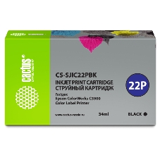 Картридж струйный Cactus CS-SJIC22PBK черный (34мл) для Epson ColorWorks C3500 Картридж струйный Cactus CS-SJIC22PBK черный (34мл) для Epson ColorWorks C3500