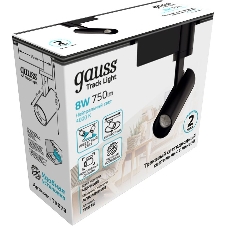 Светильник Gauss трековый цилиндр 8W 750lm 4000K 180-220V IP20 45x155мм черный LED 1/40
