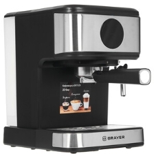 Кофеварка рожковая BRAYER BR1105, черный/серебристый, исп. кофе - молотый, 1,5 л, 800 Вт, 20 бар