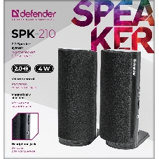 Акустическая система Defender SPK-210 2.0, 2x2W, разъем для наушников 65210