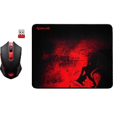 Мышь беспроводная + коврик Defender Redragon M601WL-BA черный, 2400 dpi, радиоканал, USB, кнопки - 6