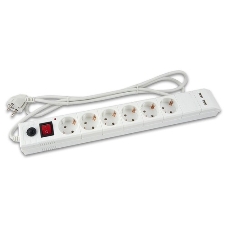 Сетевой фильтр Buro BU-SP3 USB 2A-B 3 м, 6 розеток, черный, коробка