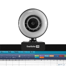 Веб-камера ExeGate eStudio EW-721 2560x1440, 30 кадр/с, USB Type-A, микрофон (2 шт, шумоподавление), автоматическая фокусировка, автоосвещение, универсальное крепление