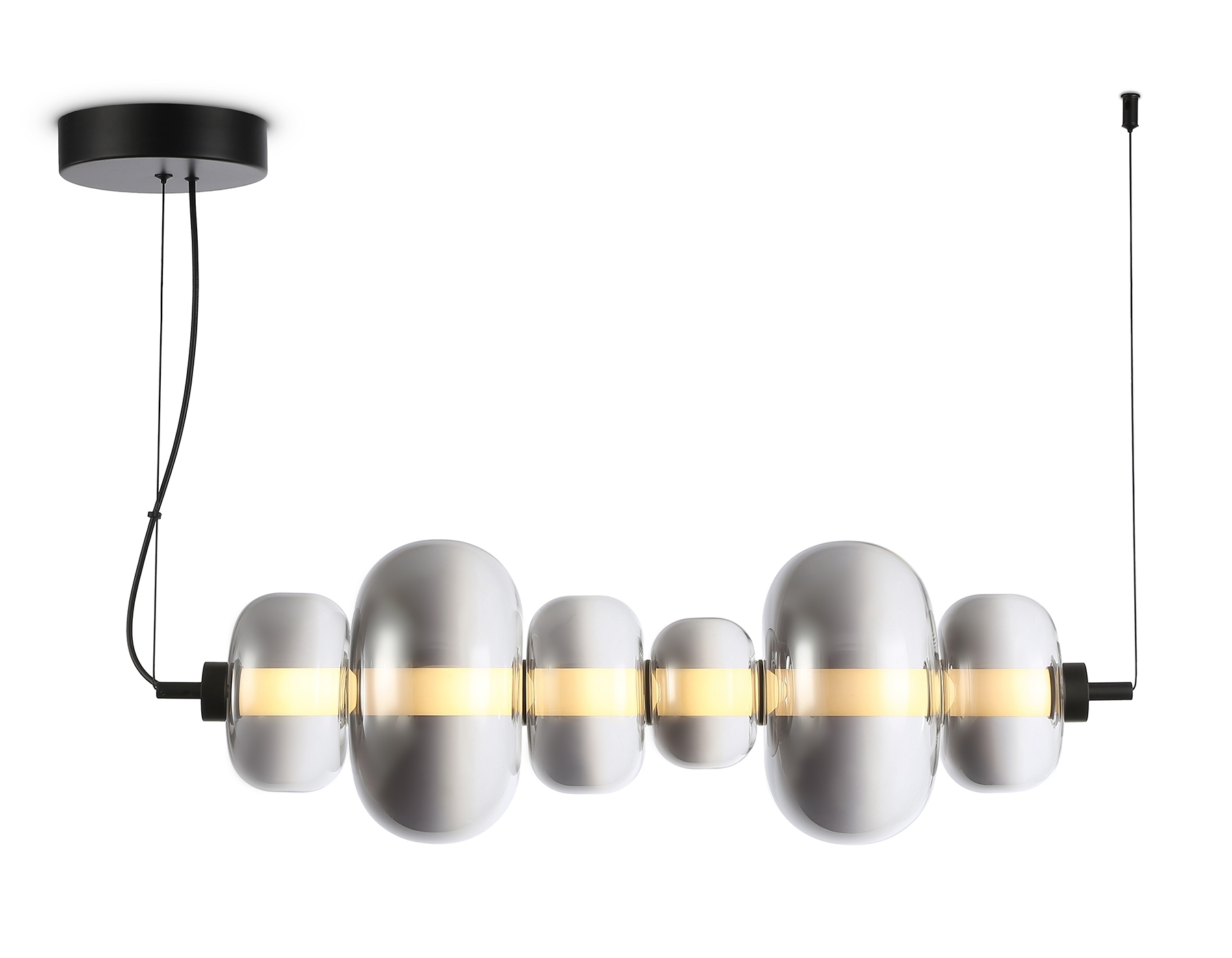 Подвесной светодиодный светильник Ambrella light LH11072 BK/SM черный/дымчатый 36W 3000K 745*230*230