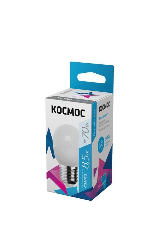 Лампа светодиодная Космос LED BASIC GL45 8.5Вт 220В E27 4500К