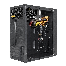 Компьютерный корпус Minitower ExeGate mEVO-9301-NPX400 (mATX, БП 400NPX с вент. 12см, с окном, 2хUSB+1хUSB 3.0, HD аудио, черный, с RGb подсветкой)