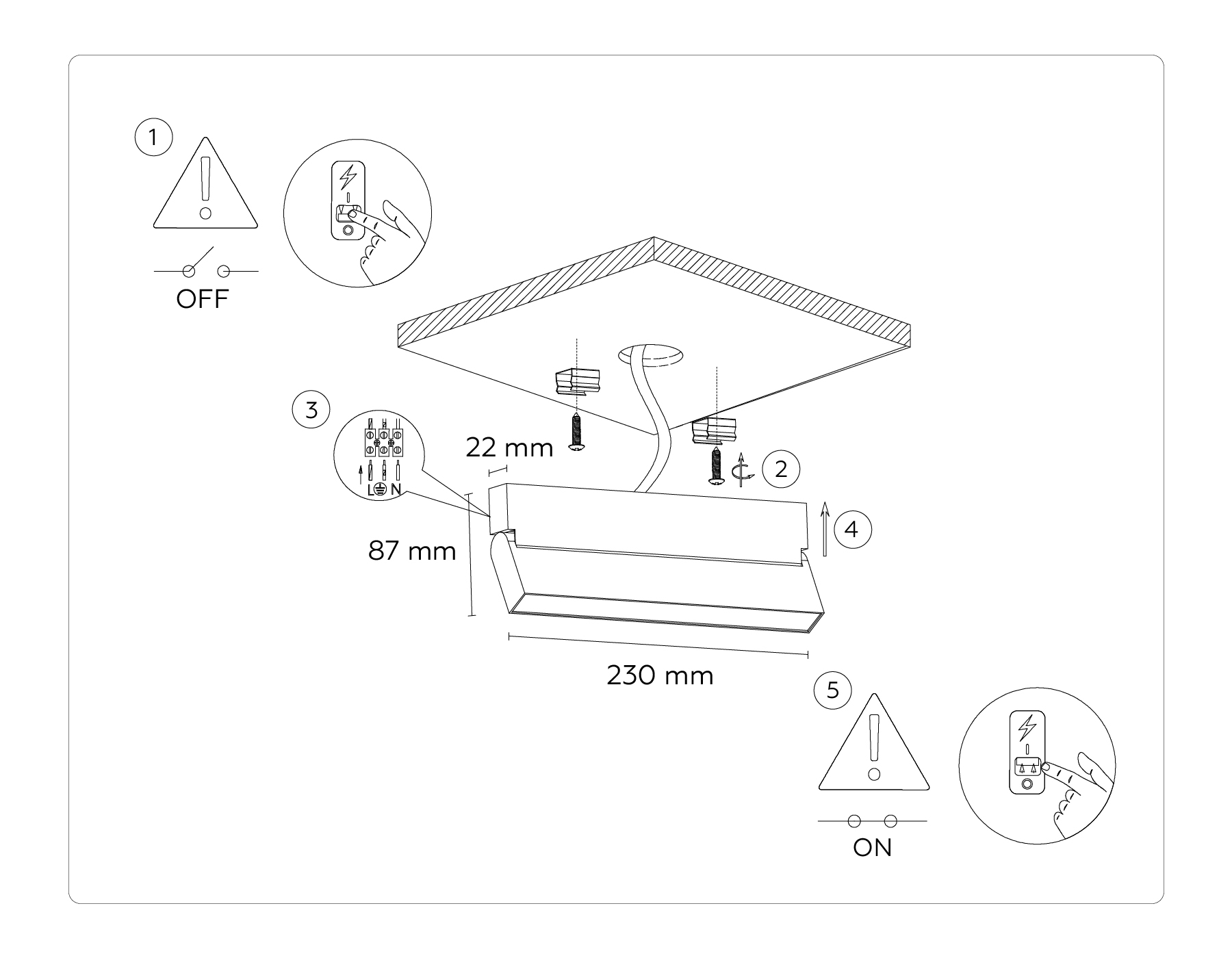 Светильник Ambrella light TA1821 BK черный LED 12W 4200K 230*22*87