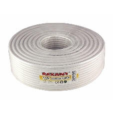 Кабель коаксиальный Rexant RG-6U+Cu, 75 Ом, Cu/Al/Cu, 64%, бухта 100 м, белый