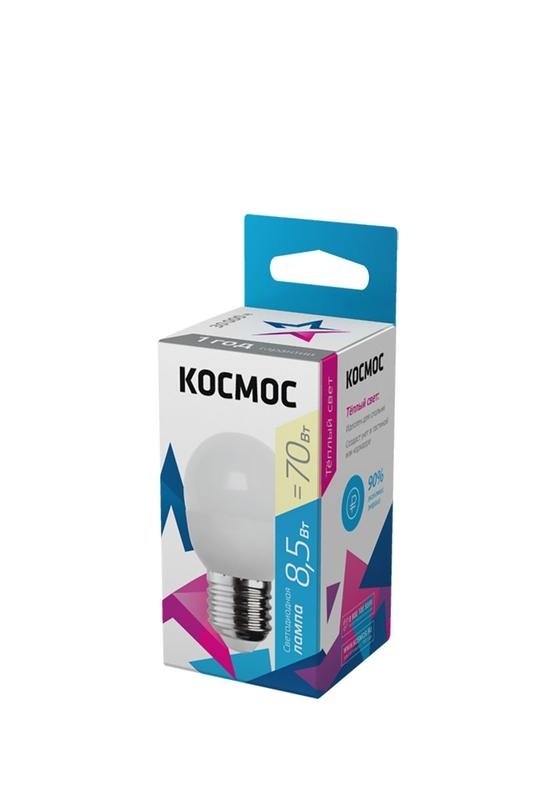 Лампа светодиодная Космос LED BASIC GL45 8.5Вт 220В E27 3000К